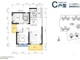 保利天禧_2室2厅1卫 建面93平米