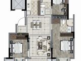 碧桂园港城印象_3室2厅2卫 建面97平米