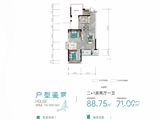 湘江湾山水城_2室2厅1卫 建面88平米
